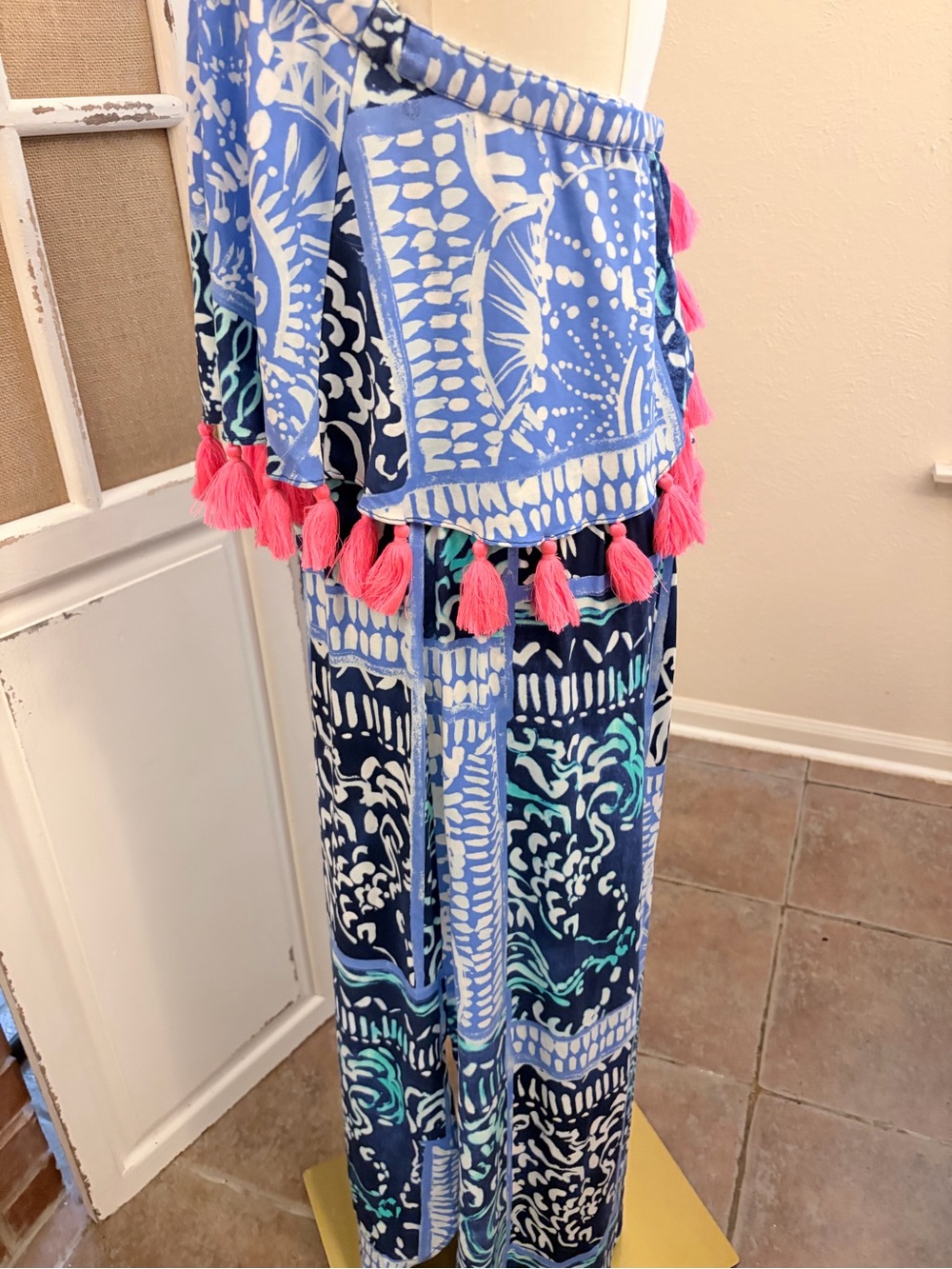 Lilly Pulitzer Strapless Tassel Maxi Dress Large - Picture 2 of 8